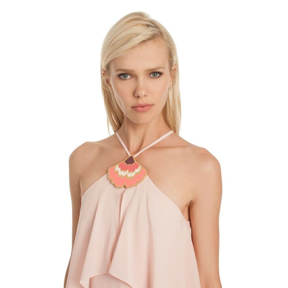 Trina Turk Womens Botanical Hardware Asymmetrical Halter Sheath Dress Size 8 - Picture 11 of 16